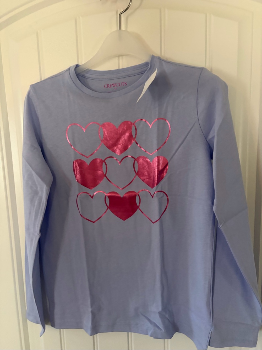Crewcuts Lavender Long-Sleeve Tee with Metallic Pink Heart Grid